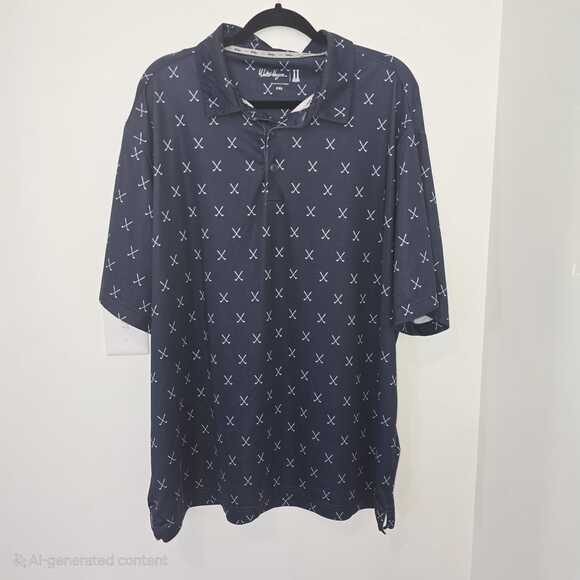 Walter Hagen Other - Walter Hagen XXL Golf Polo 11 Majors Navy All-Over Club Print Quick-Dry Casual